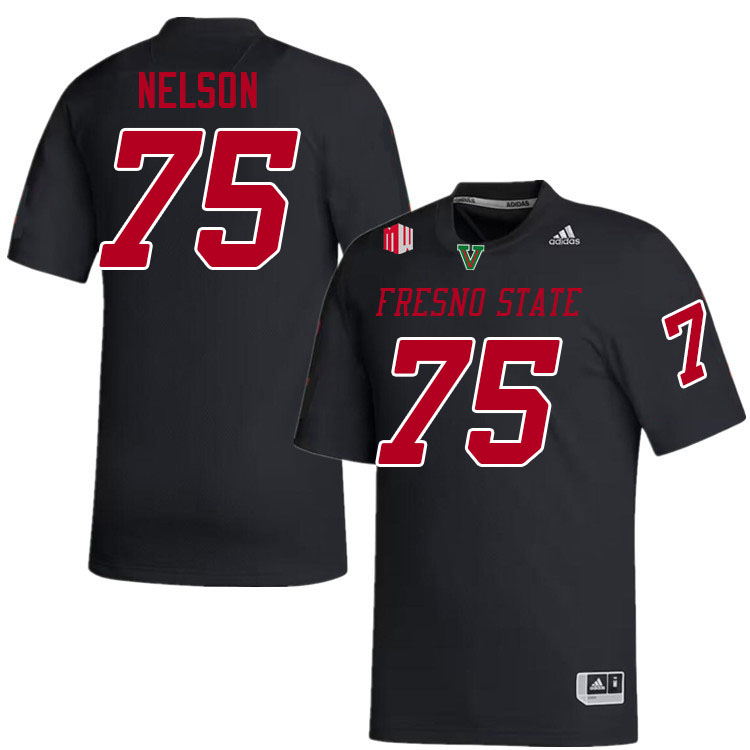 Men #75 Braylen Nelson Fresno State Bulldogs College Football Jerseys Stitched-Black